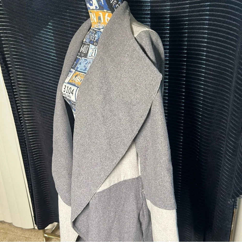 Alfani Wool Blend Colorblocked Wrap Coat - L/XL, Gray - Picture 7 of 11
